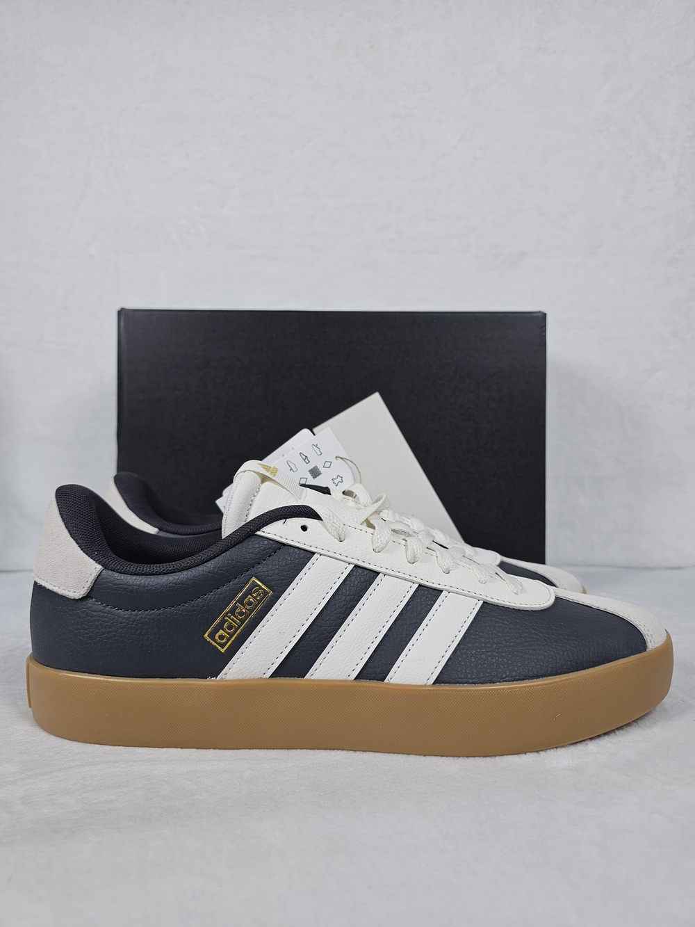 Adidas VL Court 3.0 Carbon Core White Gold Shoes Men's JR8638 Mens Size 11.5